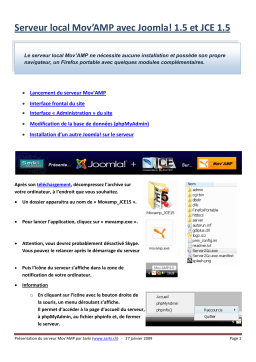 Joomla MOV AMP AVEC JOOMLA V1.5 JCE V1.5 Manuel utilisateur