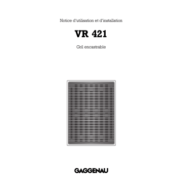 Manuel du propriétaire | Gaggenau VR421110 Manuel utilisateur | Fixfr