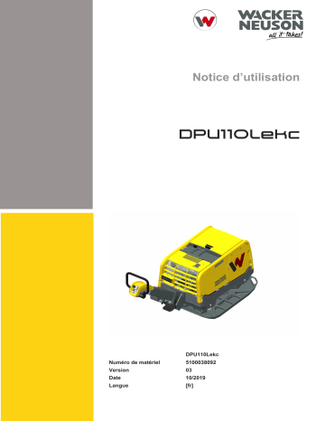 Wacker Neuson DPU110Lekc970 Reversible Vibratory Plate Manuel utilisateur | Fixfr