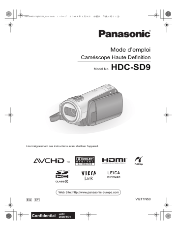 Manuel du propriétaire | Panasonic HDC-SD9 Manuel utilisateur | Fixfr