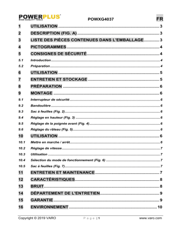 Manuel du propriétaire | Powerplus POWXG4037 Manuel utilisateur | Fixfr