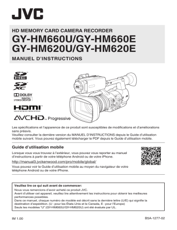 GY HM620E, HM620U | Mode d'emploi | JVC GY HM660E, HM660U Manuel utilisateur | Fixfr