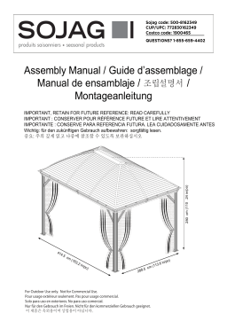 Sojag 500-8162349 10 ft. D x 14 ft. W Moreno Aluminum Gazebo with Galvanized Steel Roof Panels, 2-Track System, and Mosquito Netting Manuel utilisateur