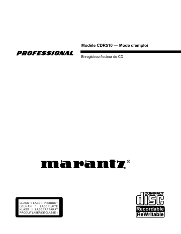 Manuel du propriétaire | Marantz CDR510 Manuel utilisateur | Fixfr