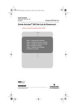 Rosemount Sonde Annubar® 285 Pak-Lok Manuel utilisateur