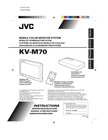 Manuel du propriétaire | JVC KV-M70 Manuel utilisateur | Fixfr