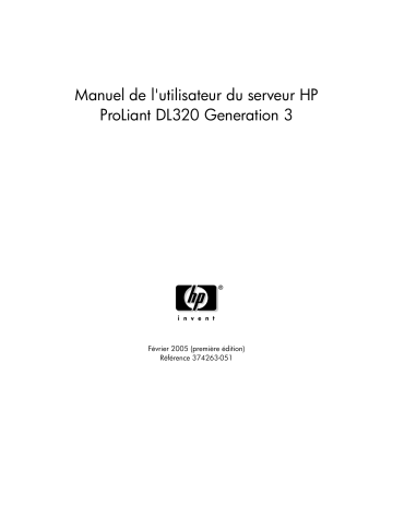 Manuel du propriétaire | HP PROLIANT DL320 G3 SERVER Manuel utilisateur | Fixfr