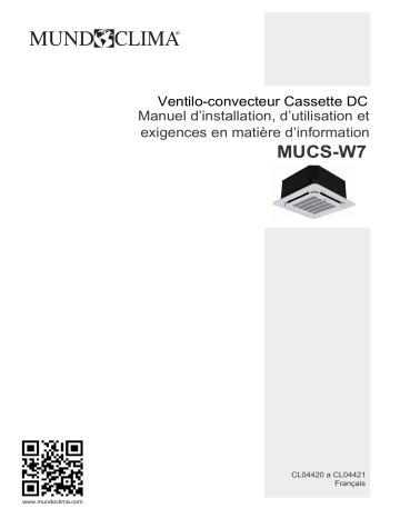 Installation manuel | mundoclima Series MUCS-W7 “Cassette Fancoil DC” Guide d'installation | Fixfr