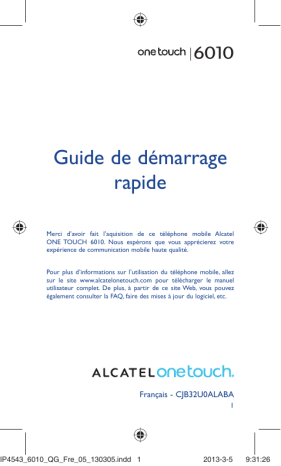 Guide de démarrage rapide | Alcatel Star 6010 Manuel utilisateur | Fixfr