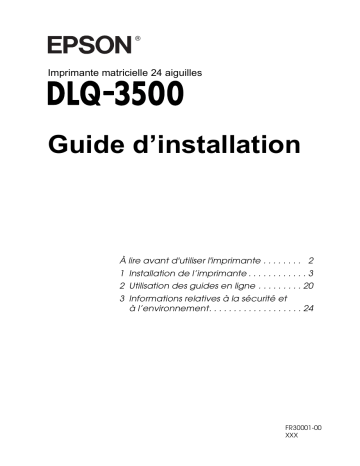 Manuel du propriétaire | Epson DLQ-3500 Manuel utilisateur | Fixfr