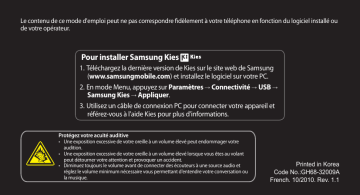 Wave 723 S7230E | Mode d'emploi | Samsung GT-S7230E Manuel utilisateur | Fixfr