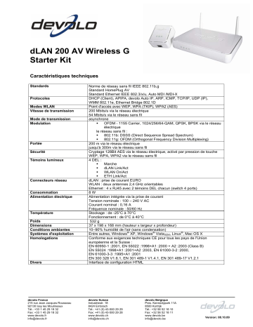 Manuel du propriétaire | Devolo dLAN 200 AV Wireless G Manuel utilisateur | Fixfr