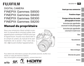 FinePix S8200 | FinePix S8500 | FinePix S8400 | Fujifilm FinePix S8300 Manuel utilisateur | Fixfr