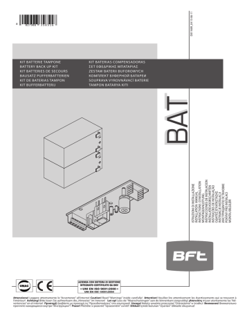 BFT BAT Battery Backup Kit Manuel du propriétaire | Fixfr