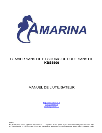 Manuel du propriétaire | Amarina KBS8500 Manuel utilisateur | Fixfr