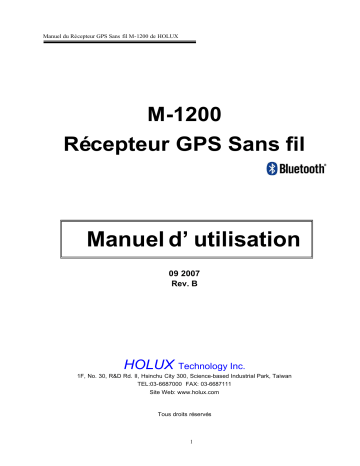 Manuel du propriétaire | Holux M-1200 Manuel utilisateur | Fixfr