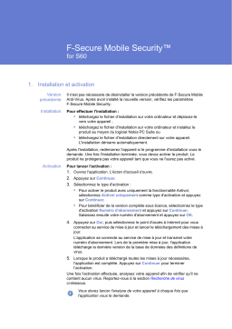 F-SECURE MOBILE SECURITY 6 FOR S60 Manuel utilisateur