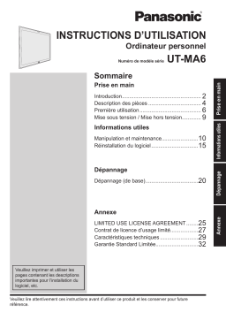 Panasonic UT-MA6 Manuel utilisateur