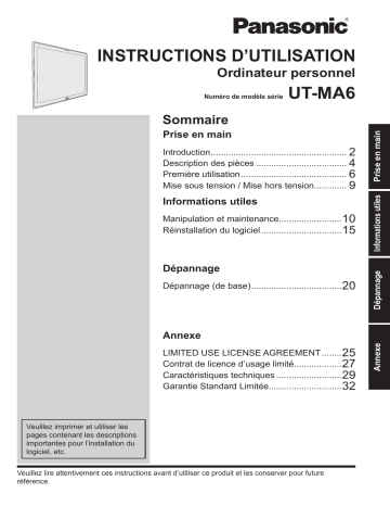 Panasonic UT-MA6 Mode d'emploi | Fixfr