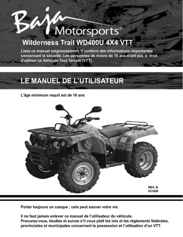 Baja motorsports WD400-U ATV Manuel du propriétaire | Fixfr