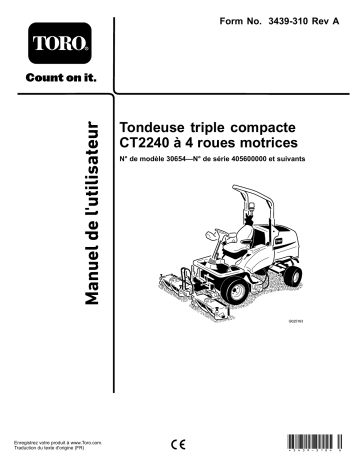 Toro CT2240 Compact Triple 4-Wheel Drive Turf Mower Riding Product Manuel utilisateur | Fixfr
