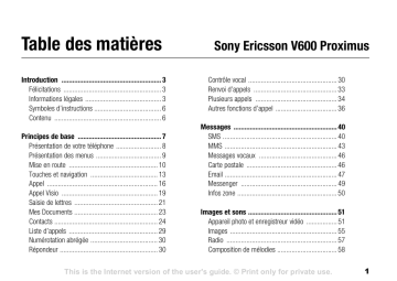 Mode d'emploi | Sony V600 proximus Manuel utilisateur | Fixfr