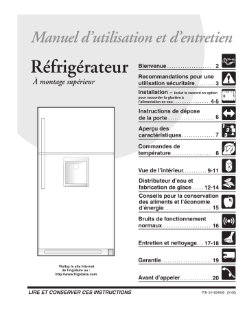 GLRT218WDW | Manuel du propriétaire | Frigidaire GLRT188WDS Manuel utilisateur | Fixfr