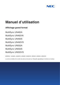 NEC UN492S 49" Ultra-Narrow Bezel Professional-Grade Display Manuel utilisateur
