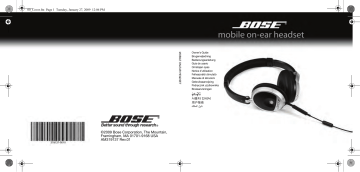 Manuel du propriétaire | Bose mobile on-ear headset Manuel utilisateur | Fixfr