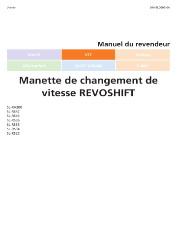 SL-RS47 | SL-RS36 | SL-RS45 | SL-RV200 | SL-RS25 | SL-RS35 | Shimano SL-RS34 Levier de changement de vitesse Manuel utilisateur | Fixfr