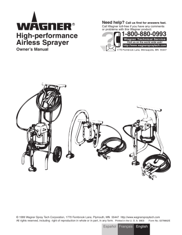 Manuel du propriétaire | WAGNER HIGH-PERFORMANCE AIRLESS SPRAYER Manuel utilisateur | Fixfr