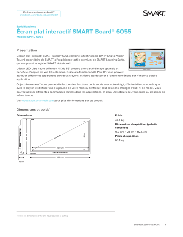 SMART Technologies Board 6000 and 6000 Pro spécification | Fixfr