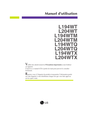 L204WT-SF | LG L204WTX-SF Manuel du propriétaire | Fixfr