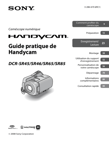 Manuel du propriétaire | Sony HANDYCAM DCR-SR45 Manuel utilisateur | Fixfr