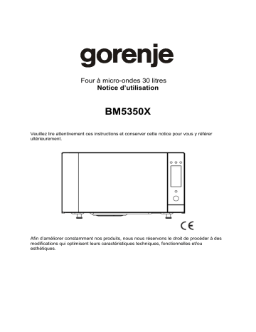 Manuel du propriétaire | Gorenje BM5350X  Manuel utilisateur | Fixfr