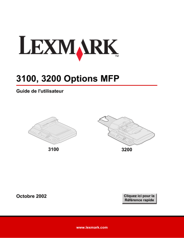 Manuel du propriétaire | Lexmark 3100 MFP OPTION Manuel utilisateur | Fixfr