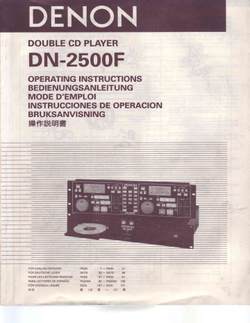 Manuel du propriétaire | Denon DN-2500F Manuel utilisateur | Fixfr