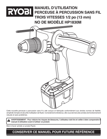 Manuel du propriétaire | Ryobi HP1830M Manuel utilisateur | Fixfr