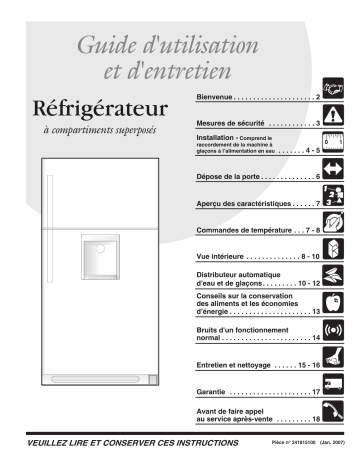 PHT189WHKM | GLHT218WHW | Manuel du propriétaire | Frigidaire GLHT218WHB Manuel utilisateur | Fixfr