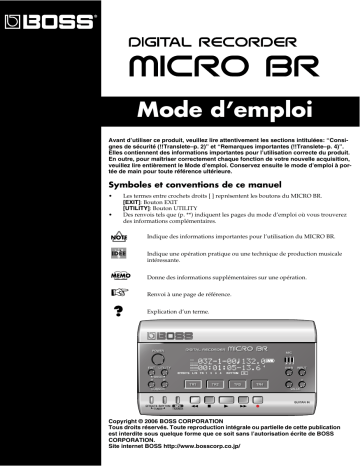 Manuel du propriétaire | Roland MICRO BR Manuel utilisateur | Fixfr