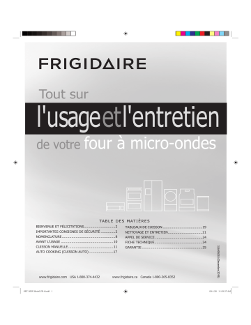 Manuel du propriétaire | Frigidaire MWV150KW Manuel utilisateur | Fixfr