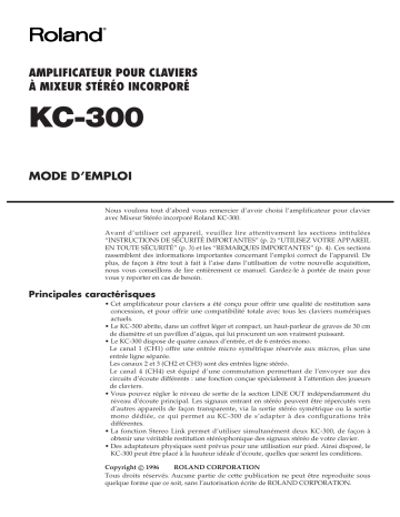 Manuel du propriétaire | Roland KC-300 Manuel utilisateur | Fixfr