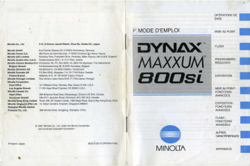 Dynax 800Si | KONICA Maxxum 800Si Mode d'emploi | Fixfr