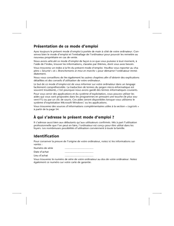 Manuel du propriétaire | Medion AKOYA P4350 D Manuel utilisateur | Fixfr