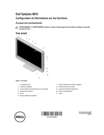 Dell OptiPlex 9010 All In One desktop Guide de démarrage rapide | Fixfr