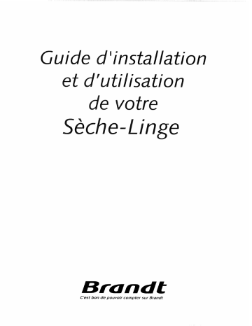 ETE361F | Manuel du propriétaire | Brandt ETE761F Manuel utilisateur | Fixfr