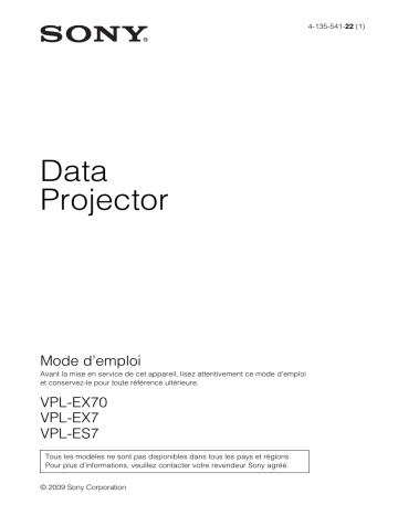 Manuel du propriétaire | Sony VPL-EX7 Manuel utilisateur | Fixfr