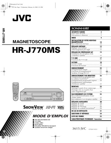 Manuel du propriétaire | JVC HR-J770MS Manuel utilisateur | Fixfr