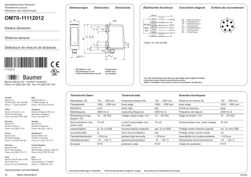 Mode d'emploi | Baumer OM70-L1500.HH1500.VI Distance sensor Manuel utilisateur | Fixfr