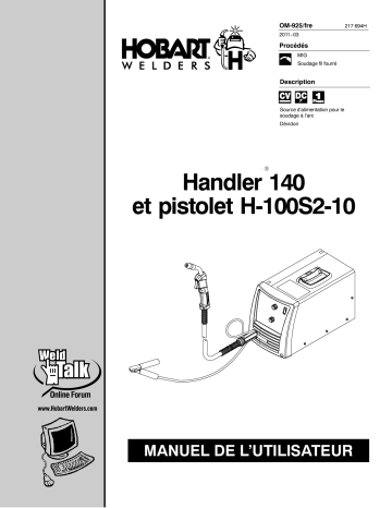 Manuel du propriétaire | HobartWelders HANDLER 140 AND H100S2-10 GUN Manuel utilisateur | Fixfr